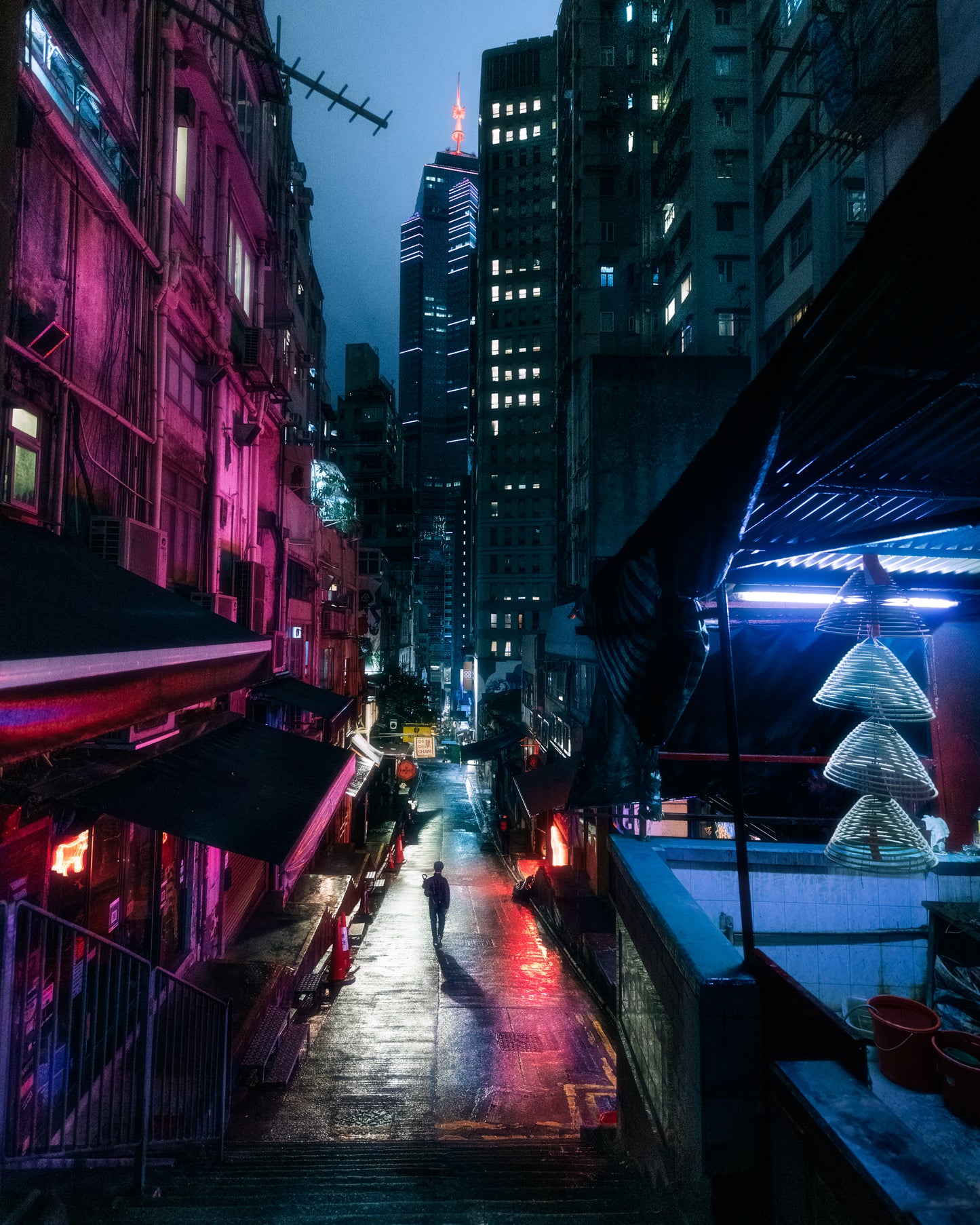 After the Rains - Cybernoir Photo Art Print Streetphotography Street Urban Night Rain Reflections