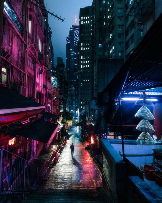 After the Rains -  Cybernoir Photo Art Print Streetphotography Street Urban Night Rain Reflections